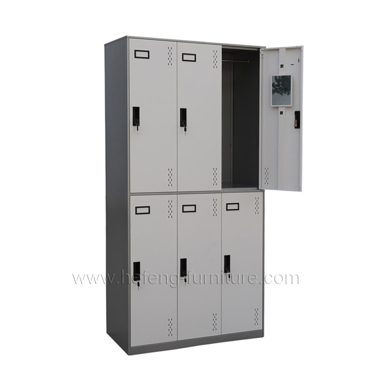 mewmewcat Gabinete de Almacenamiento de Acero Puertas con Llave 35.4x17.7x70.9 Pulgadas gabinete de casilleros con 6 Compartimentos